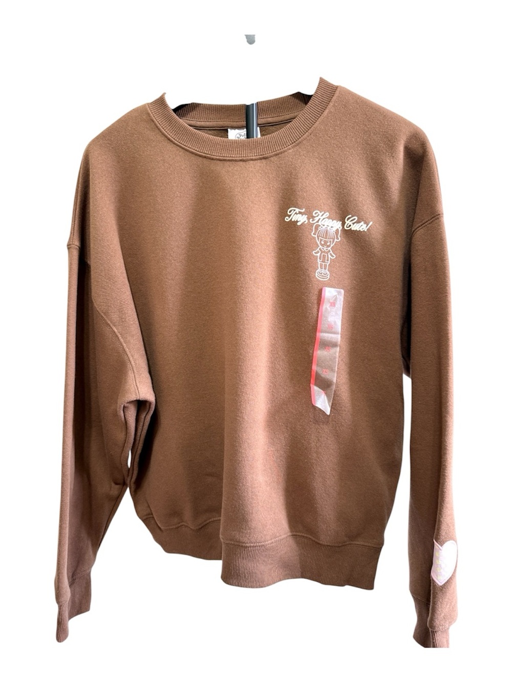 Polly Pocket Tiny Happy Cute! Sweatshirt – Size XS – Brown Graphic Crewneck